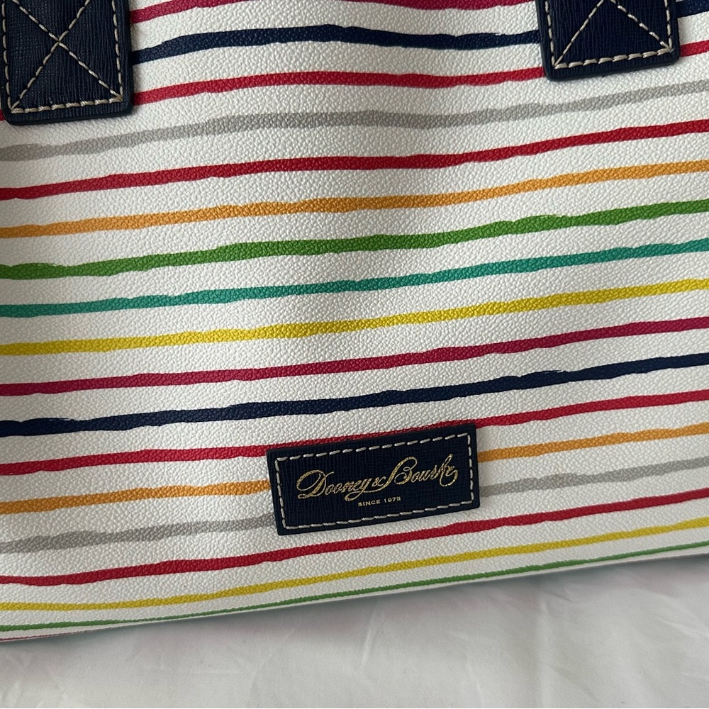 Dooney & Bourke Navy and Multicolor Striped Tote - Picture 2 of 9